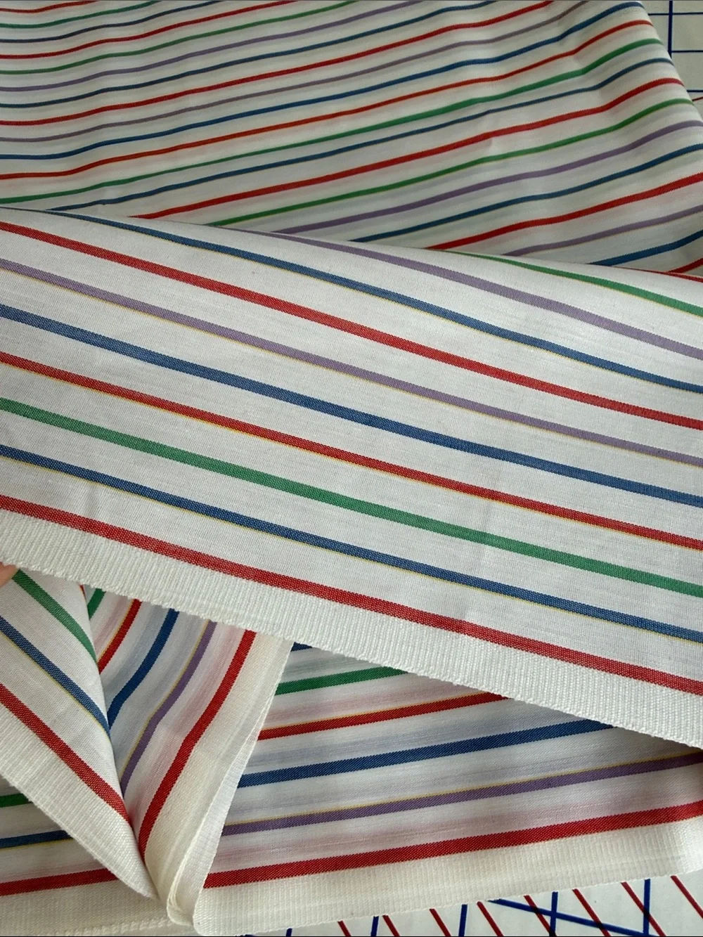 Vintage 1970s Multicolor Stripe Fabric 2 3/4 Yards x 44” Shirting Dress